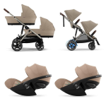 Cybex Trio Gemellare e-Gazelle S TPE Almond Beige e Cloud G Plus