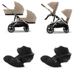 Cybex Trio Gemellare Gazelle S TPE Almond Beige con Cloud G i-Size