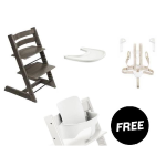 Stokke Tripp Trapp Hazy Grey con vassoio cinture e Baby set