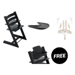 Stokke Kit Tripp Trapp Black con vassoio, cinture e Baby set 