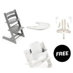 Stokke Tripp Trapp Storm Grey con vassoio cinture e Baby Set