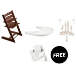 Stokke Tripp Trapp Walnut con vassoio, cinture e Baby Set 