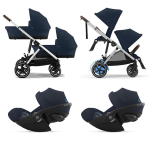 Cybex Trio Gemellare e-Gazelle S SLV Ocean Blue con Cloud G Plus