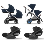 Cybex Trio Gemellare e-Gazelle S SLV Ocean Blue con Cloud T