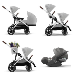 Cybex Trio Fratellare Gazelle S SLV Stone Grey con Cloud T