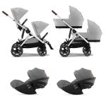 Cybex Trio Gemellare Gazelle S SLV Stone Grey con Cloud G