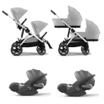 Cybex Trio Gemellare Gazelle S SLV Stone Grey con Cloud T