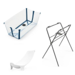 Stokke Kit Flexi Bath Transparent Blue con Stand e supporto neonato