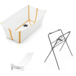 Stokke Kit Flexi Bath White Yellow con Stand e supporto neonato