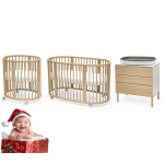 Stokke Cameretta Sleepi V3 Natural Culla-Lettino e Cassettiera con materassi