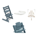 Stokke Tripp Trapp Fjord Blue con vassoio, cinture e Baby Set