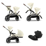 Cybex Trio Fratellare GAZELLE S TPE Seashell Beige con Cloud G Plus I-Size