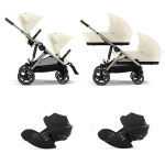 Cybex Trio Gemellare Gazelle S TPE Seashell Beige con Cloud G I Size Plus 