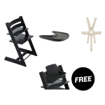 Stokke Kit Tripp Trapp Black con vassoio, cinture e Baby set 