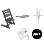 Stokke Kit Tripp Trapp Hazy Grey con vassoio, cinture e Baby set