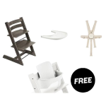 Stokke Tripp Trapp Hazy Grey con vassoio cinture e Baby set