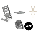 Stokke Kit Tripp Trapp Storm Grey con vassoio, cinture e Baby Set