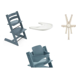 Stokke Tripp Trapp Fjord Blue con vassoio, cinture e Baby Set