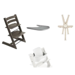 Stokke Kit Tripp Trapp Hazy Grey con vassoio, cinture e Baby set