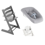 Stokke Tripp Trapp Storm Grey con Baby Set white e Newborn