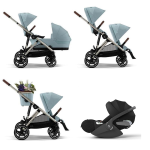 Cybex Trio Fratellare Gazelle S TPE Stormy Blue con Cloud T i-Size