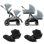 Cybex Trio Gemellare Gazelle S TPE Stormy Blue con Cloud G