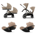 Cybex Trio Gemellare Gazelle S TPE Almond Beige con Cloud G Plus i-Size