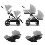 Cybex Trio Gemellare Gazelle S Stone Grey con Cloud G Plus i-Size