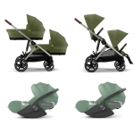 Cybex Trio Gemellare Gazelle Moss Green con Cloud T i-Size Plus