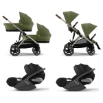 Cybex Trio Gemellare Gazelle S Tpe Moss Green con Cloud T
