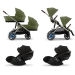 Cybex Trio Gemellare e-Gazelle S Moss Green con Cloud G Plus