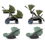 Cybex Trio Gemellare e-Gazelle S Moss Green e Cloud T Plus i-Size