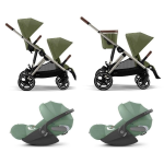 Cybex Gemellare Gazelle S TPE Moss Green con 2 Cloud T Plus