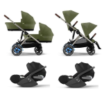 Cybex Trio Gemellare e-Gazelle S Moss Green e Cloud T i-Size