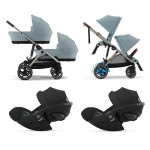 Cybex Trio Gemellare e-Gazelle S Stormy Blue e Cloud G Plus i-Size