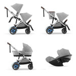 Cybex Trio Fratellare e-Gazelle S SLV Ston Grey con Cloud G I-Size Plus