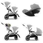Cybex Trio Fratellare Gazelle S SLV Stone Grey con Cloud G Plus