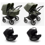 Bugaboo Donkey 5 Trio Gemellare BLACK FOREST GREEN con Turtle Air