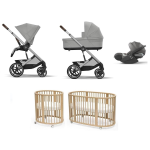 Kit Nascita Neonato Trio Cybex Balios Grey con Stokke Sleepi V3 Natural