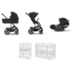 Kit Nascita Neonato Trio Cybex Balios Moon Black e Stokke Sleepi V3 White