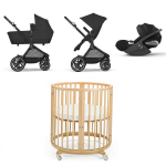 Kit Nascita Neonato Trio Cybex EOS Lux Moon Black e Sleepi mini V3 Natural