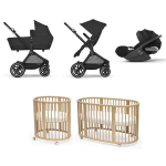 Kit Nascita Neonato Trio Cybex EOS Lux Moon Black e Stokke Sleepi V3 Natural
