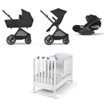 Kit Nascita Neonato Trio Cybex EOS Lux Moon Black e Culla Lettino Simply