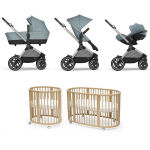 Kit Nascita Neonato Trio Cybex EOS Lux Sky Blue e Stokke Sleepi V3 Natural