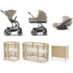 Kit Nascita Neonato Cybex Trio Balios Beige e Cameretta Stokke Sleepi V3 Natural