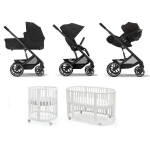 Kit Nascita Neonato Trio Cybex Balios Moon Black e Stokke Sleepi V3 White