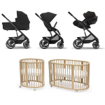 Kit Neonato Trio Cybex Balios S Lux Moon Black e Stokke Sleepi V3 Natural