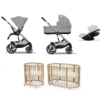 Kit Nascita Neonato Trio Cybex Balios Grey con Stokke Sleepi V3 Natural