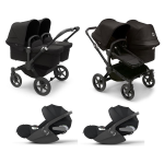 Bugaboo Trio Gemellare Donkey 5 Midnight Black e Cloud T Plus