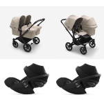 Bugaboo Donkey 5 Trio Gemellare Black-Desert Taupe e Cloud G Plus I-Size Black
